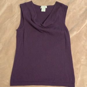 Purple Cowell neck sleeveless wool sweater